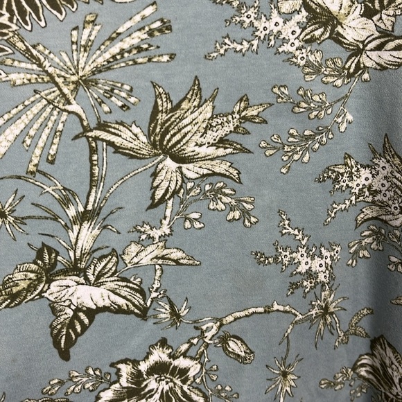 J. Jill Womens Top Dusty Blue/Green S 3/4 Sleeves Pullover Button Details Floral - Picture 6 of 13
